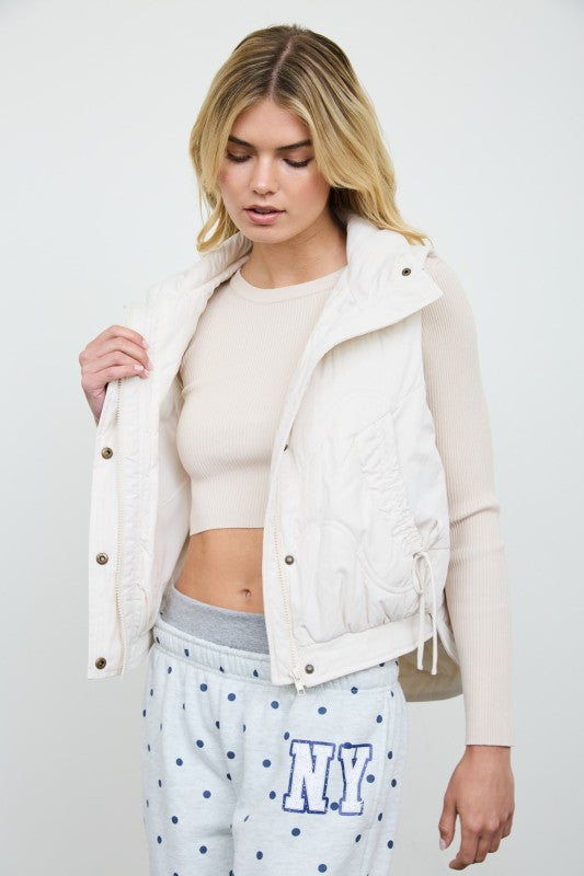 Wave Quilted Snap-Front Stand Collar Vest