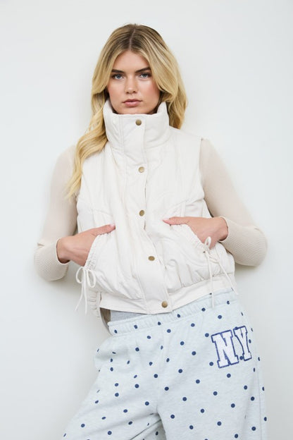 Wave Quilted Snap-Front Stand Collar Vest
