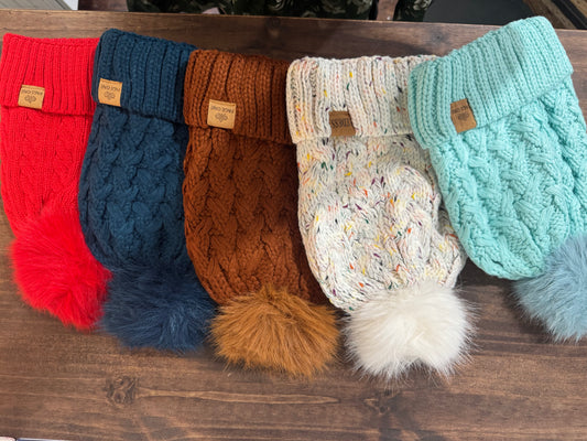 Cable-knit Pom Pom Beanie