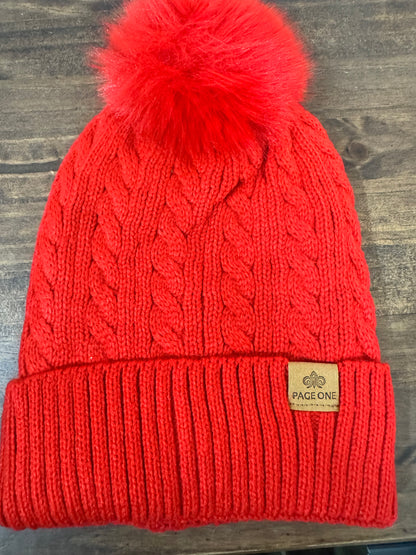 Cable-knit Pom Pom Beanie
