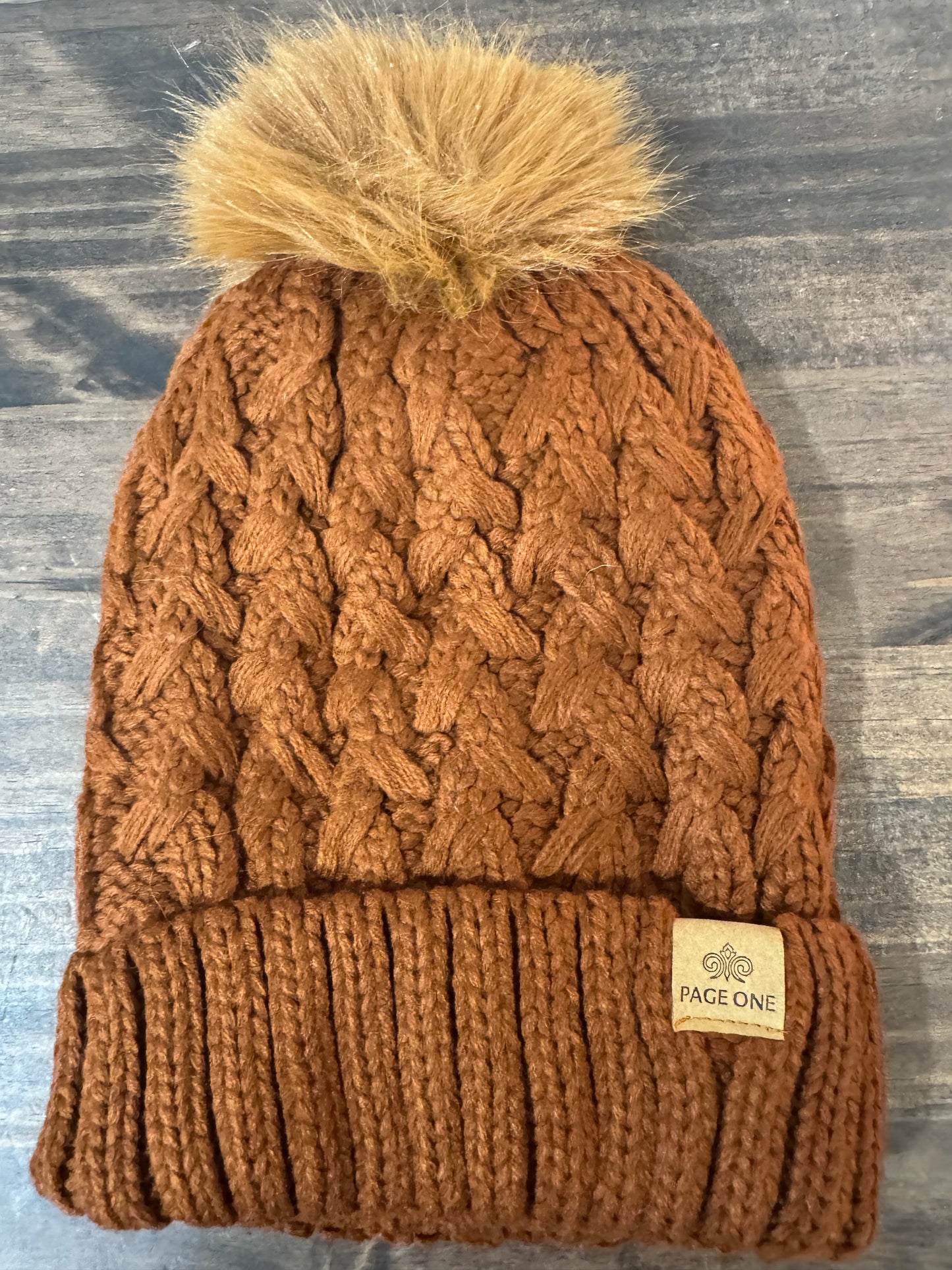 Cable-knit Pom Pom Beanie