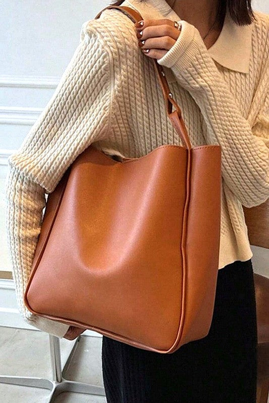 Vegan Leather Shoulder Pouch Bag