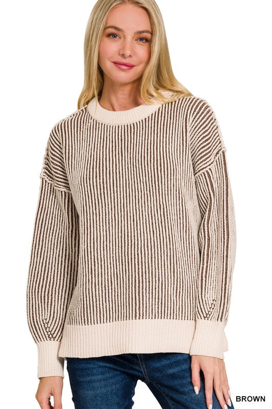 Two Toned Crewneck Sweater