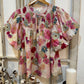 Floral Smocked Contrast Trim Top