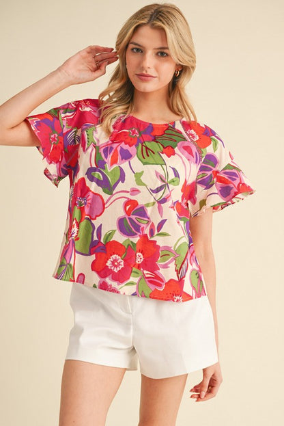 Colorful Floral Print Top