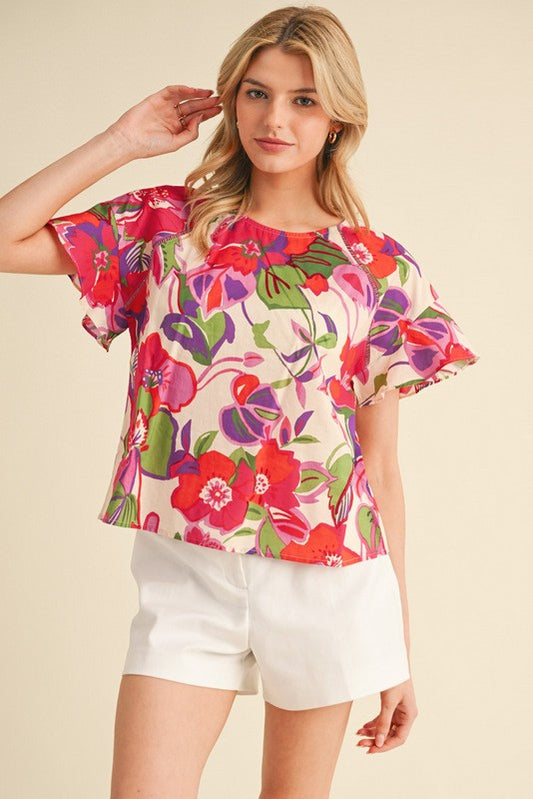 Colorful Floral Print Top