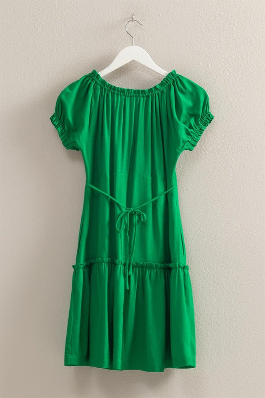 Short Sleeve Linen Mini Dress