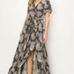 Tropical Print Slit Maxi Dress