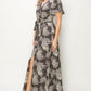Tropical Print Slit Maxi Dress