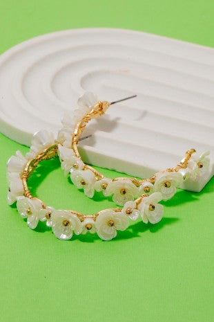 Floral Acrylic Hoop Earrings