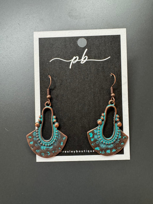 Copper and Turquoise Dangle Earrings