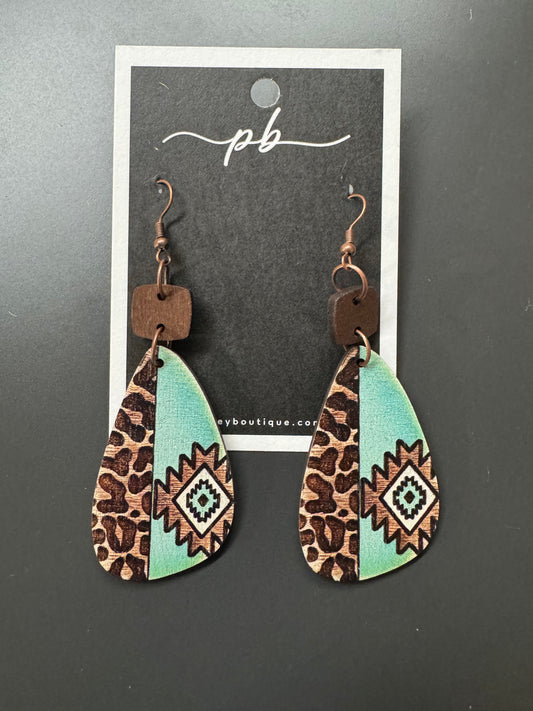Leopard/Aztec Print Wooden Earrings