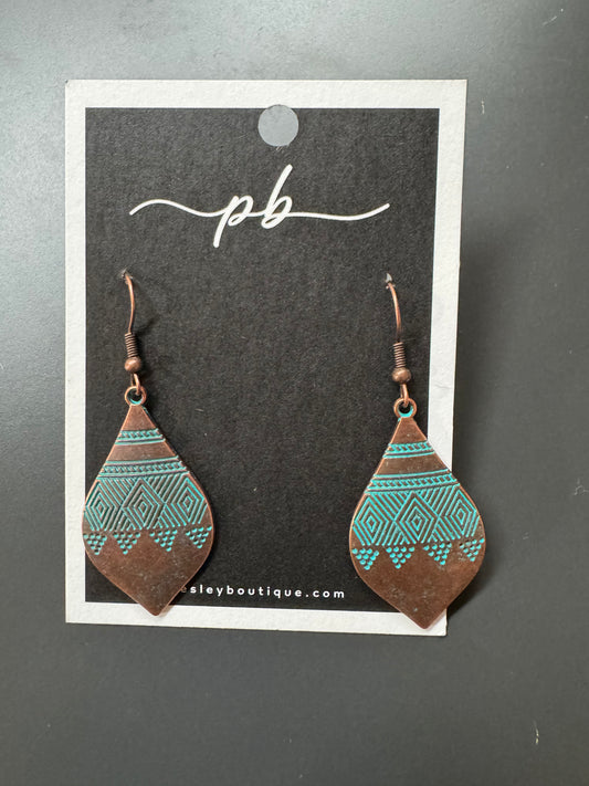 Copper and turquoise dangle earrings