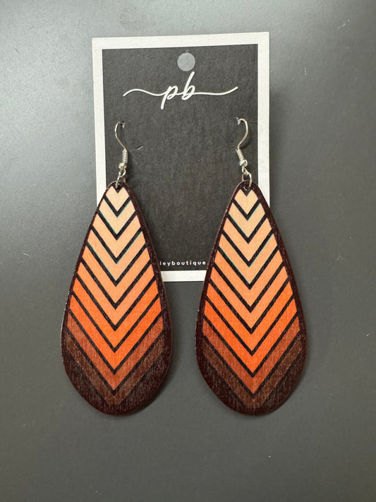 Wooden Chevron Dangle Earrings