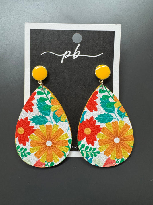 Floral Lightweight Leather Earrings