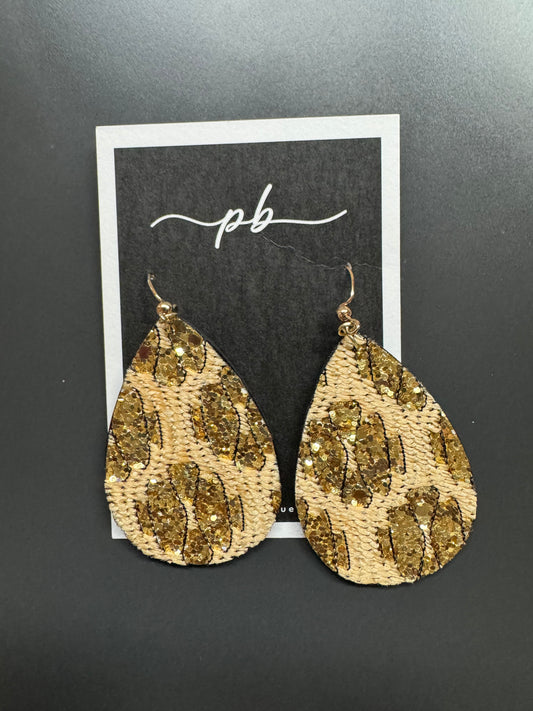 Gold Sequined Dangle Earrings