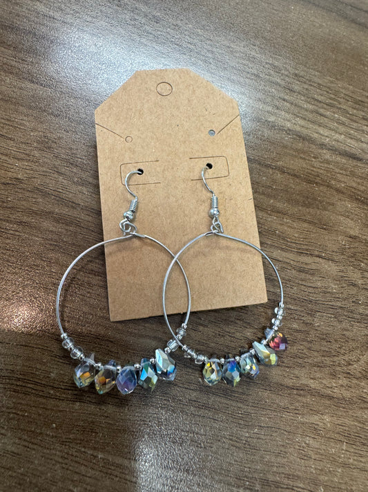 Iridescent Beaded Hoop Earrings