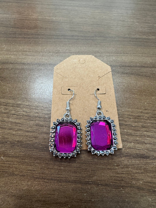 Fuchsia Stone Dangle Earrings