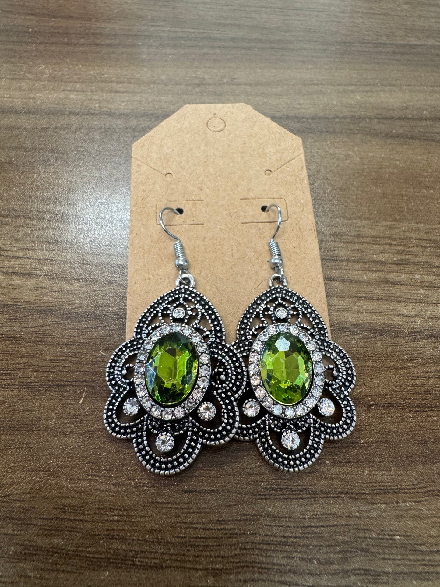 Chartreuse Stone Dangle Earrings