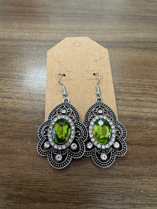 Chartreuse Stone Dangle Earrings