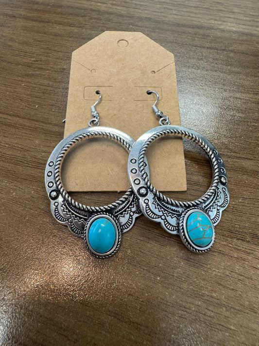 Turquoise Stone Drop Earrings