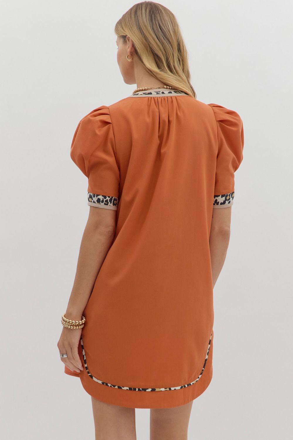 Animal Print Contrast Mini Dress