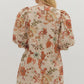 Floral Print Elbow Puff Sleeve Mini Dress