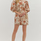 Floral Print Elbow Puff Sleeve Mini Dress