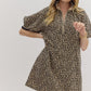 Cheetah Print Short Sleeve Mini Dress