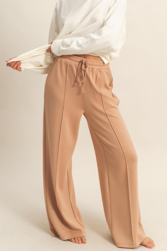 Double knit high waist wide leg pants