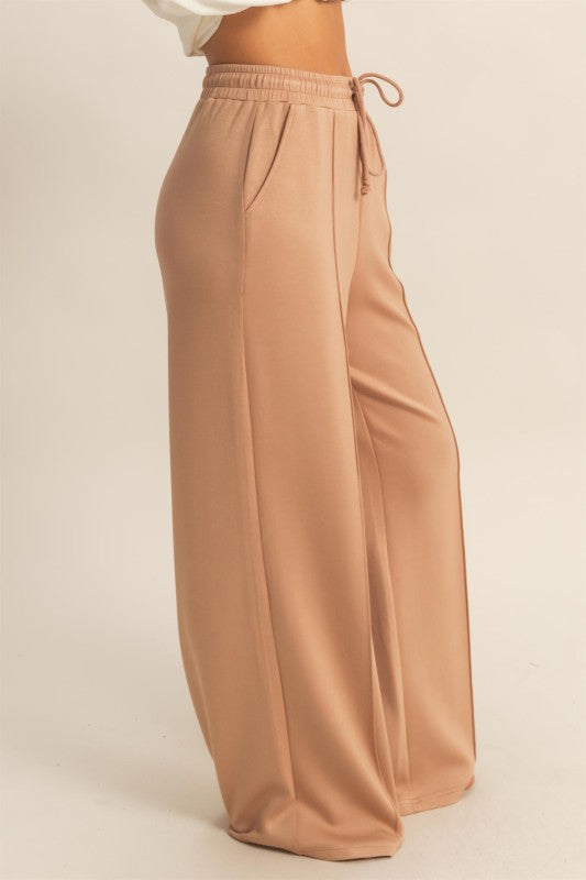 Double knit high waist wide leg pants