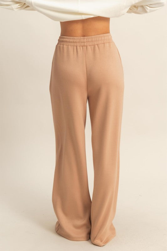 Double knit high waist wide leg pants