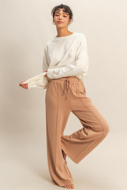 Double knit high waist wide leg pants