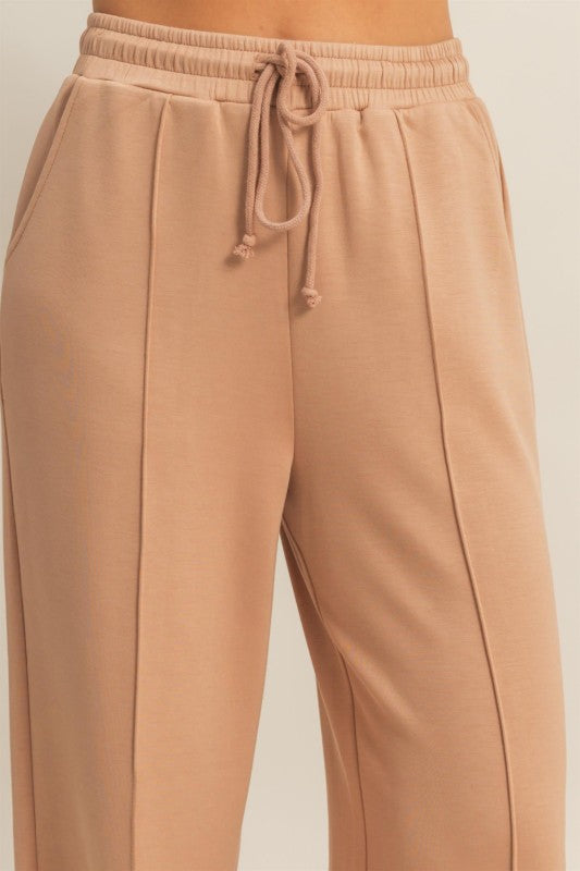 Double knit high waist wide leg pants
