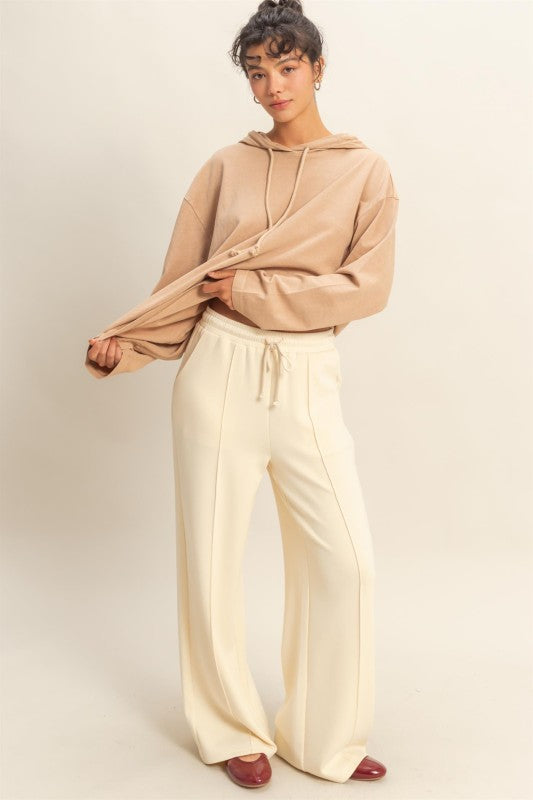 Double knit high waist wide leg pants