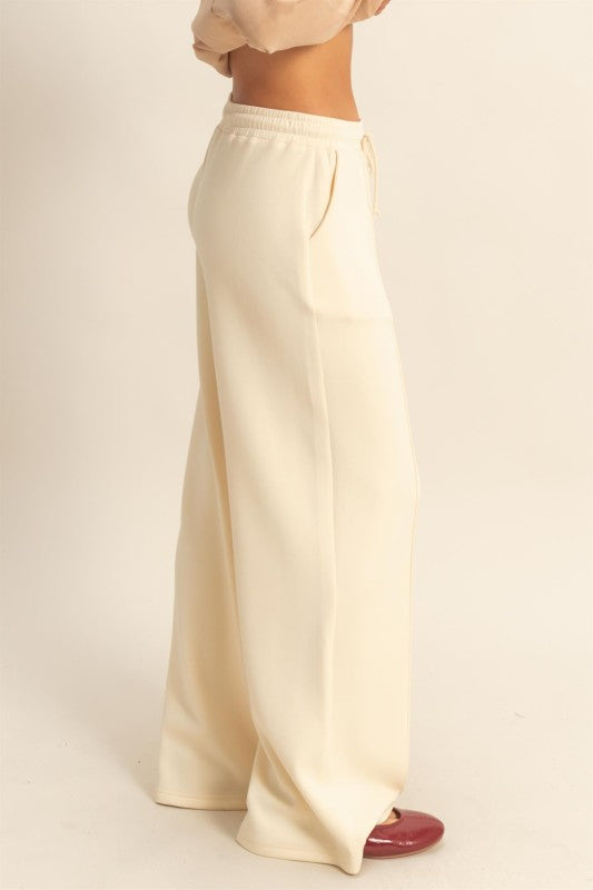 Double knit high waist wide leg pants