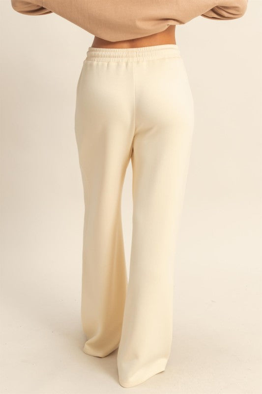 Double knit high waist wide leg pants