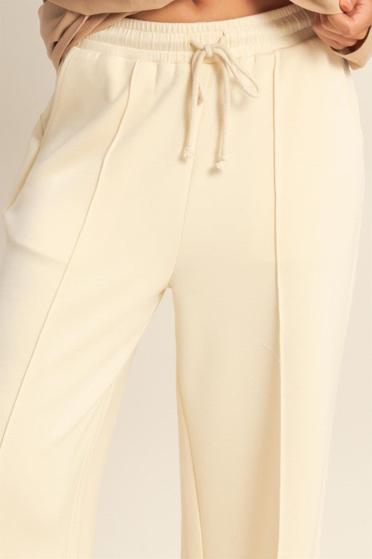 Double knit high waist wide leg pants