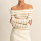 Striped Off Shoulder Knit Top