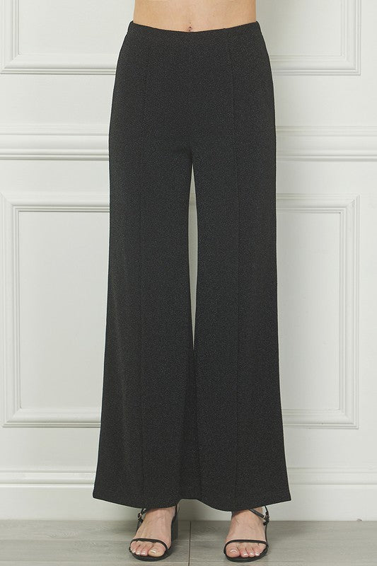 Lurex Front Seam Wide Leg Pant