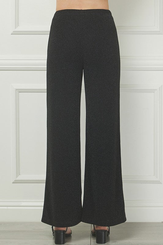Lurex Front Seam Wide Leg Pant