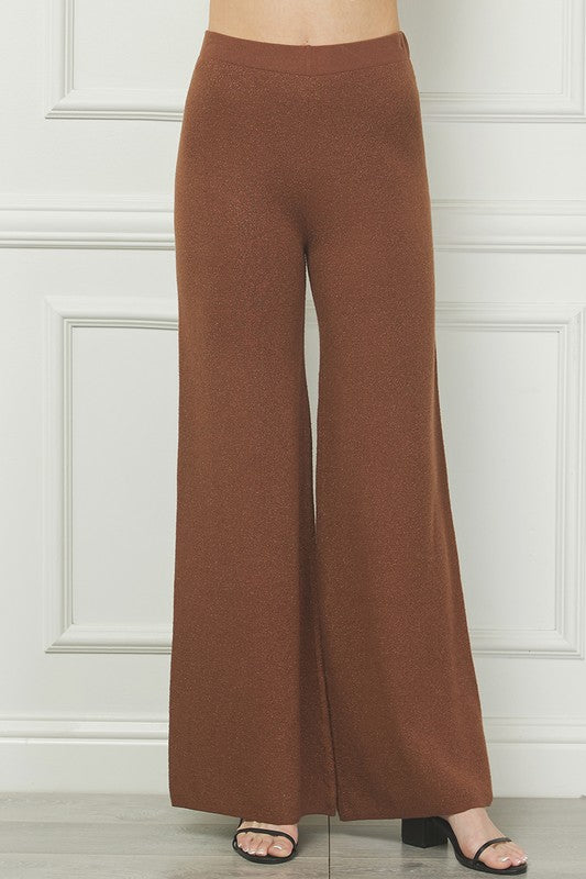 Lurex Fine Gauge Wide Leg Pant