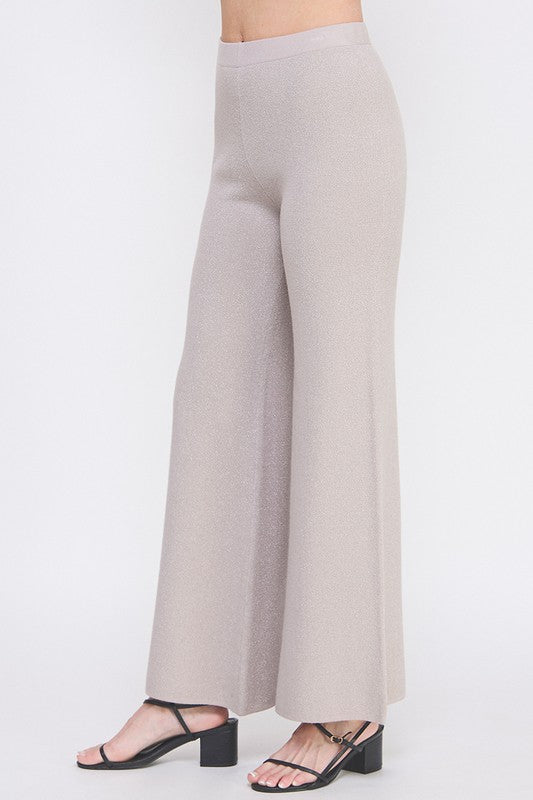 Lurex Fine Gauge Wide Leg Pant