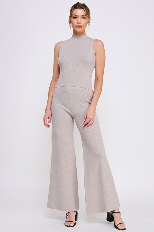 Lurex Fine Gauge Wide Leg Pant