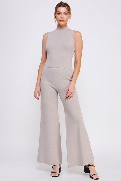 Lurex Fine Gauge Wide Leg Pant