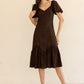 Puff Sleeve Embroidered Midi Dress