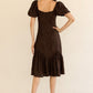 Puff Sleeve Embroidered Midi Dress