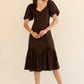 Puff Sleeve Embroidered Midi Dress