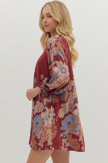 Floral Print Long Sleeve Dress