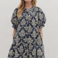 Botanical Short Puff Sleeve Mini Dress
